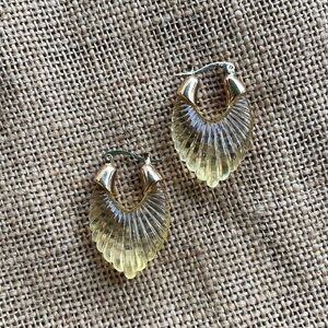 Arctic Yellow Vintage Hoops Gold Plated Transparent Loop New NWOT